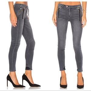 McGuire Mid Rise Skinny Zip Pocket Rocker Moto Jeans Size 24 Concert Party Denim